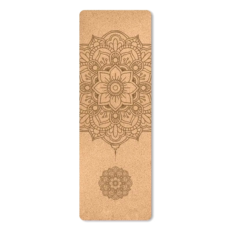 4Mm Natural Cork TPE Printed Yoga Mat Non-Slip Esterilla Yoga Sweat-Absorbing Home Fitness Pad Gymnastics Pilates Mats with Bag