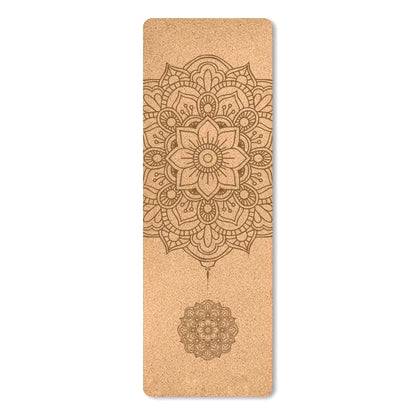 4Mm Natural Cork TPE Printed Yoga Mat Non-Slip Esterilla Yoga Sweat-Absorbing Home Fitness Pad Gymnastics Pilates Mats with Bag