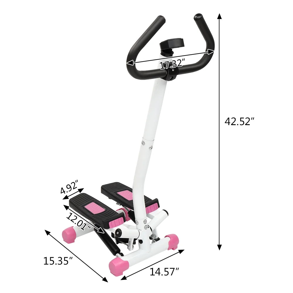 Mini Aerobic Stepper, Stair Climber Twist Fitness Machine with Handle, Pink