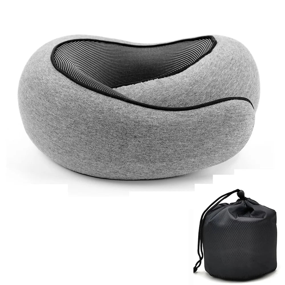 Travel Neck Pillow Memory Foam U-Shaped Pillow Snail Style Travel Neck Support Portable Adjustable Soft Noon Break Sleep Pillows