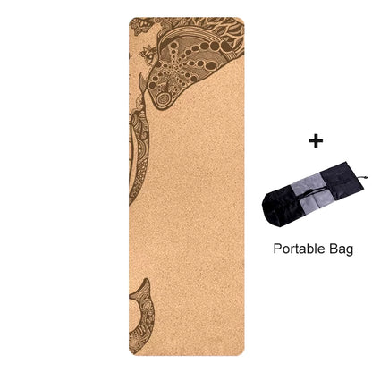 4Mm Natural Cork TPE Printed Yoga Mat Non-Slip Esterilla Yoga Sweat-Absorbing Home Fitness Pad Gymnastics Pilates Mats with Bag